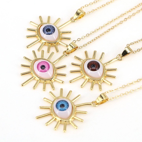 new evil eye pendant necklace copper drip oil eye necklace jewelry NHWEI550563's discount tags