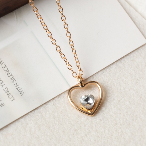 hollow heart pendant inlaid diamond necklace's discount tags