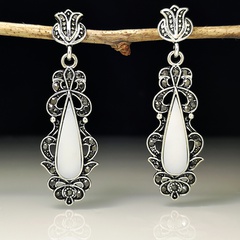 retro earrings Korean fashion hollow carved shell earrings
