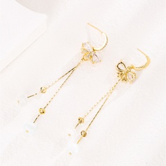 New fashion style women's earrings light luxury zircon bowknot tassel earrings dress accessories wholesale