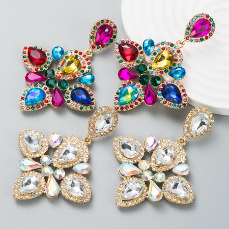 fashion drop-shaped colorful diamond earrings  NHLN554123's discount tags