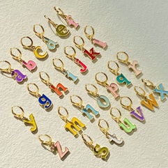 new creative cartoon small letter earrings drop oil color 26 letter earrings female