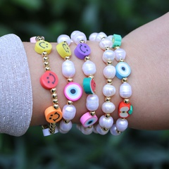 Korean style colorful fruit smiley soft pottery bracelet pearl bracelet