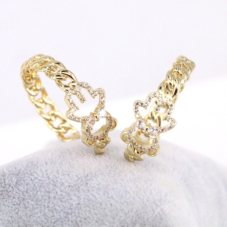 Korean niche design bear earrings trend color plating real gold copper ear jewelry NHWEI550675's discount tags