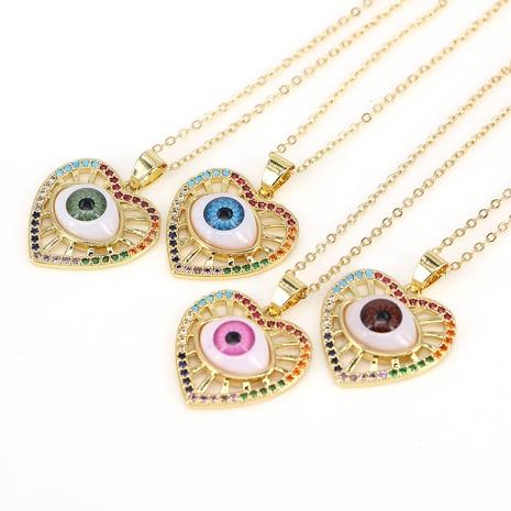 new devil's eyes heart-shaped pendant copper micro-inlaid zircon necklace wholesale's discount tags