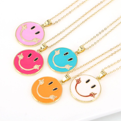 new simple dripping oil cute smiley necklace sweater chain NHWEI550697's discount tags