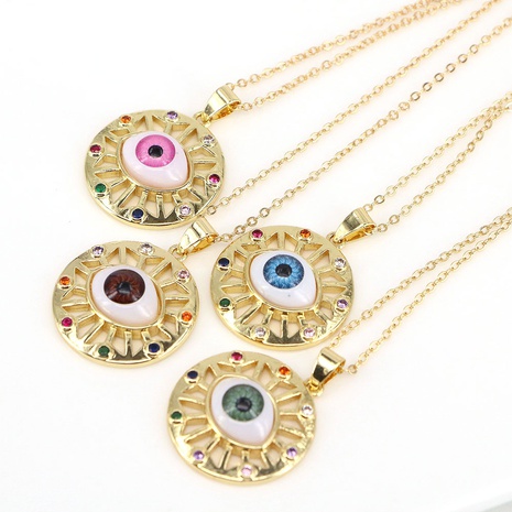 European and American copper zircon devil eye necklace's discount tags