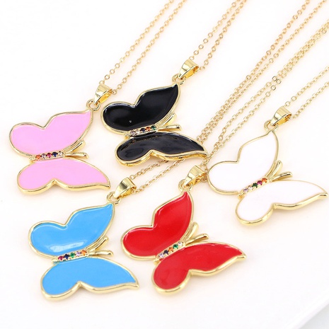 European and American simple oil drop butterfly necklace  NHWEI550710's discount tags