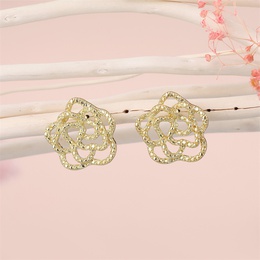 fashion pearl hollow geometric rose earrings simple alloy small earringspicture6