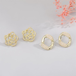 fashion pearl hollow geometric rose earrings simple alloy small earringspicture9