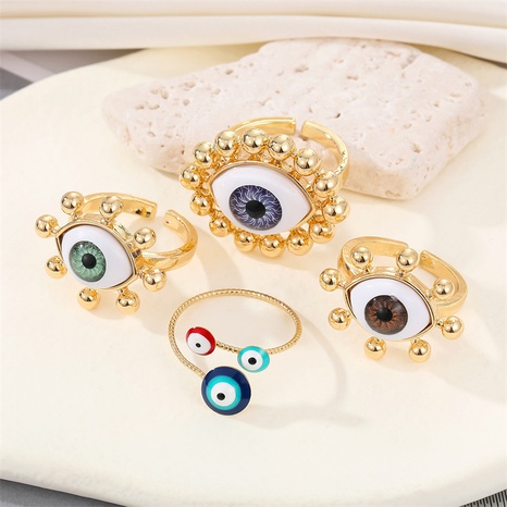 nuevo anillo de ojo punk retro exagerado ojo de demonio tridimensional anillo abierto femenino's discount tags