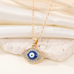 collier rétro oeil de diamant complet simple pendentif oeil de diable bleu chaîne de clavicule