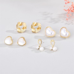 Korean trend simple pearl opal peach heart earrings female wholesale