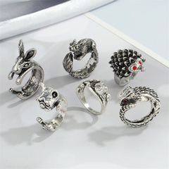 retro punk butterfly hedgehog owl frog ring female ancient silver animal open ring