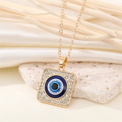 nouveau collier rétro oeil bleu carré plein de diamants pendentif oeil de démon chaîne de la clavicule