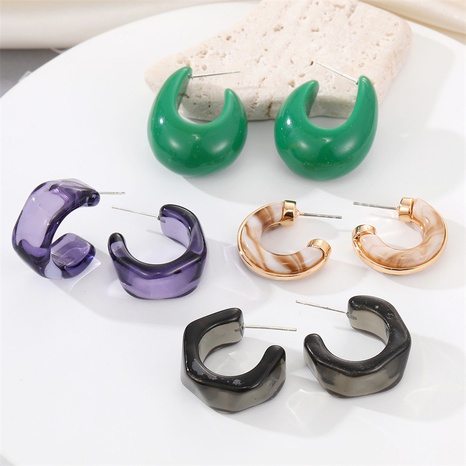 Boucles d'oreilles en résine transparente en forme de C en acétate de personnalité de la Corée's discount tags