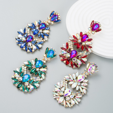 Pendientes de flores de diamantes de colores nuevos de aleación, pendientes de moda's discount tags