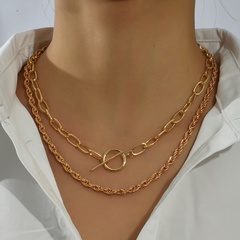 fashion hemp rope chain ot buckle two-layer necklace