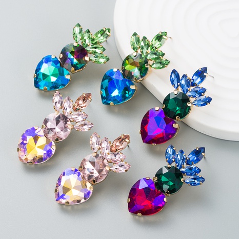 Color diamond rhinestone love geometric earrings flash drop earring NHLN566684's discount tags