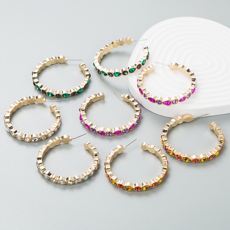 Fashion shiny diamond C-shaped earrings trendy hoop earring's discount tags