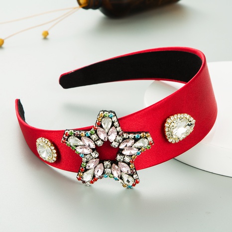 glass diamond five-pointed star fabric hairpin diamond headband NHLN585045's discount tags