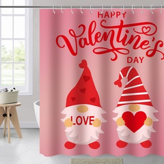 Rideau de douche en polyester imperméable nain mignon de la Saint-Valentin 180 cm * 180 cm avec 12 crochets