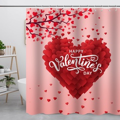 Rideau de douche en polyester imperméable à l'eau pour la Saint-Valentin 180 cm * 180 cm avec 12 crochets