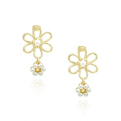 fashion female copper jewelry gold-plated zircon hollow petal earrings