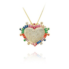 Fashion Jewelry Set Retro Accessories Zircon Peach Heart Earrings Necklace Set