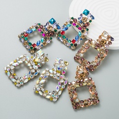 fashion trend geometric square color diamond flash drop earring