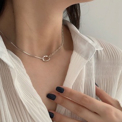 simple Korean irregular O-shaped necklace niche splicing copper clavicle chain
