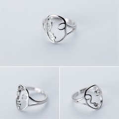 Korean fashion simple portrait hollow ring female creative copper index finger ring