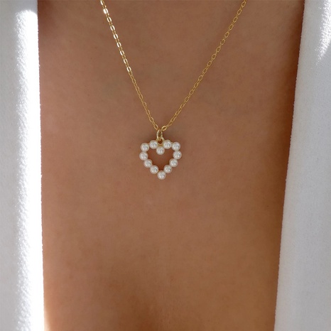 collier de coeur de pêche de perle d'imitation de mode bijoux en gros's discount tags