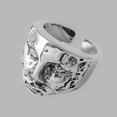 neuer einfacher geometrischer Porträtring Mode konkav-konvexes Gesicht Kupfer offener Ring