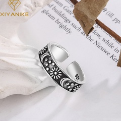 new fashion retro carving pattern open ring simple sun moon copper index finger ring
