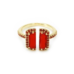 European and American new color open ring gold-plated zircon copper ring
