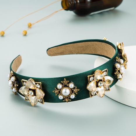 Diadema de temperamento retro simple de pelo de flor de diamantes de imitación de perlas's discount tags