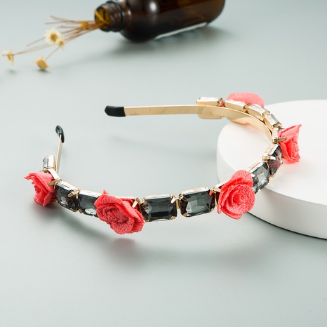 alloy inlaid glass diamond fabric flower headband bridal headband NHLN592755's discount tags