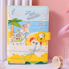 Summer Fun Coloring Page Magnetic Buckle Leather Cartoon Notebook