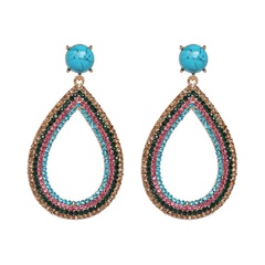 new European and American geometric earrings drop-shaped full diamond earrings
