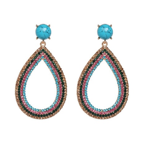 new European and American geometric earrings drop-shaped full diamond earrings's discount tags