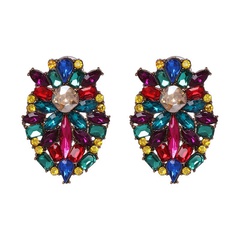 European and American style new exaggerated alloy diamond stud color earrings