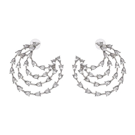 neue europäische und amerikanische geometrische Legierung diamantbesetzte weibliche Ohrringe's discount tags