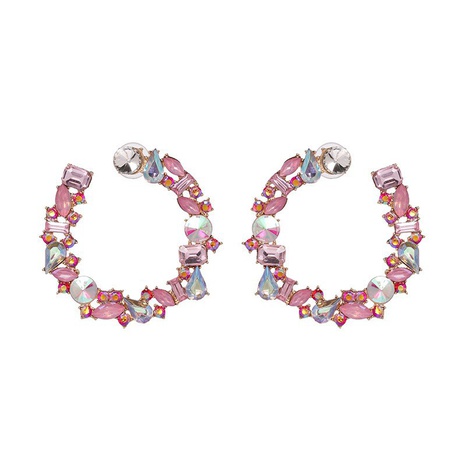 nouvelles boucles d'oreilles géométriques en forme de C pleines de diamants bijoux féminins boucles d'oreilles tendance rétro's discount tags