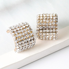 new European and American geometric C-shaped color diamond earrings female