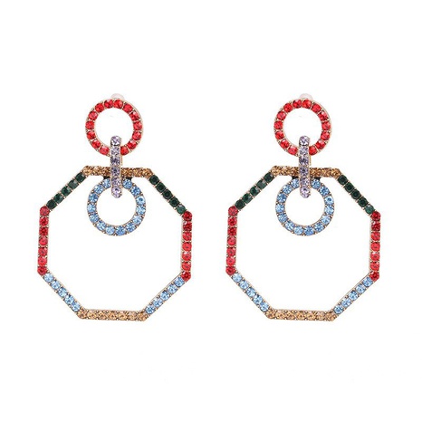 boucles d'oreilles en diamant octogonales géométriques rétro boucles d'oreilles européennes exagérées en gros's discount tags