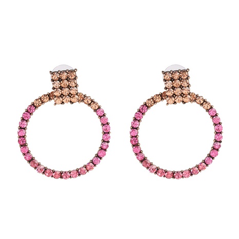 European and American new geometric pink personality alloy diamond earrings jewelry NHJJ554805's discount tags