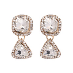nouvelles boucles d'oreilles triangle géométrique plein de diamants bijoux boucles d'oreilles européennes et belles femmes