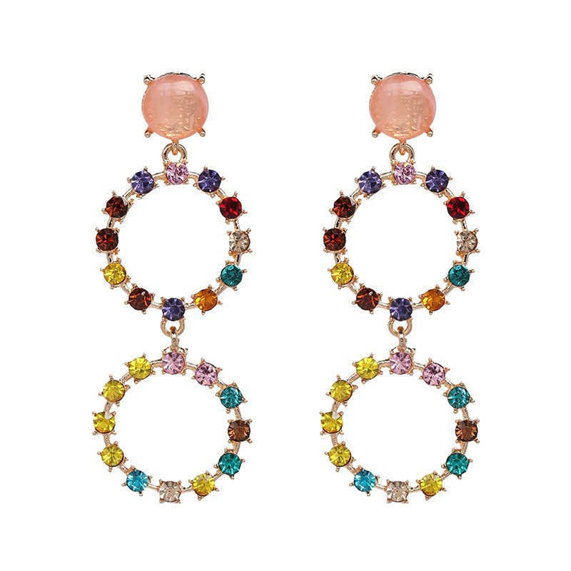 new full diamond geometric round diamond jewelry earrings European style female earrings  NHJJ554829