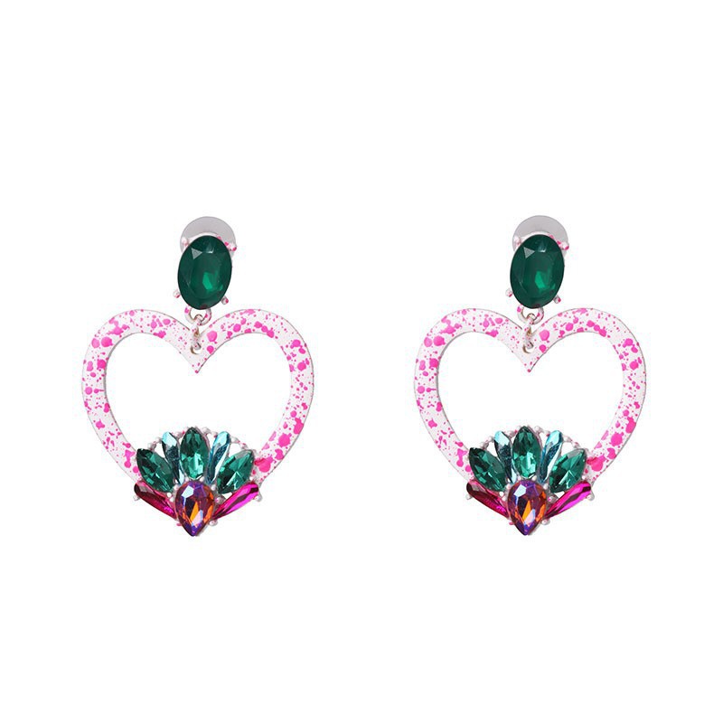 European and American earrings retro heart diamond earrings jewelry wholesale